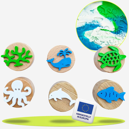 Holzstempel - Meerestiere Set 6St.