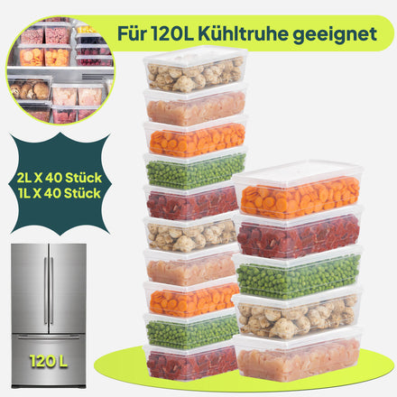 120L Gefrierbox Set 80St( je 40x1L & 40x2L) für 120L Gefrierschrank