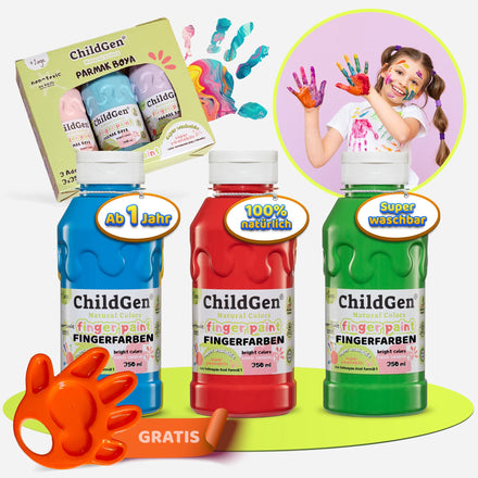 Fingerfarben 3er Set (3 x 350ml) Blau, Grün, Rot