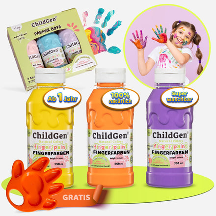 Fingerfarben 3er Set (3 x 350ml) Orange, Gelb, Lila