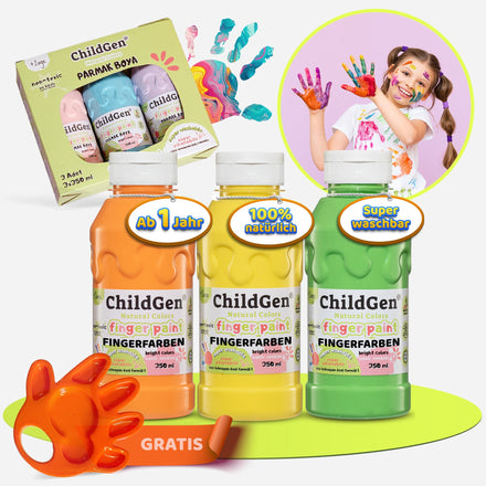 Fingerfarben 3er Set (3 x 350ml) Orange, Gelb, Grün