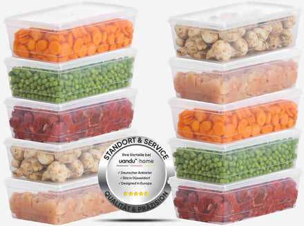 10x2000ml Gefrierbox Set, Frischhaltedosen mit Deckel