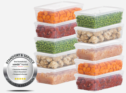 10x1000ml Gefrierbox Set, Frischhaltedosen mit Deckel