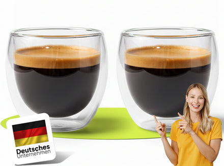 doppelwandige Espressotassen Glas Set 80ml