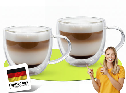 doppelwandige Glas Set 250ml mit handle