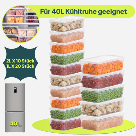 40L Gefrierbox Set 30St( je 20x1L & 10x2L) für 40L Gefrierschrank