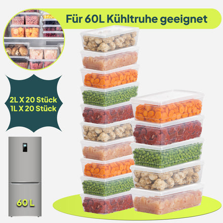 60L Gefrierbox Set 40 St ( je 20x1L & 20x2L) ür 60L Gefrierschrank