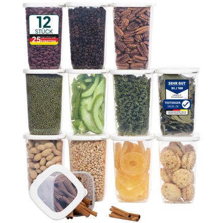 12x1200 ml - Vorratsdosen mit Deckel